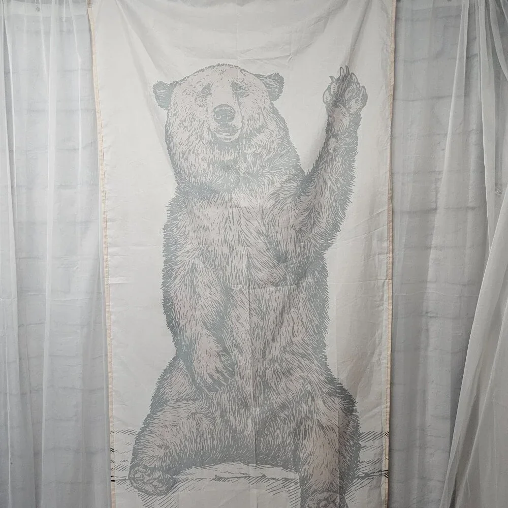 Grizzly Bear Shower Curtain Brown Tan Gorpcore Camping Wildlife Narrow